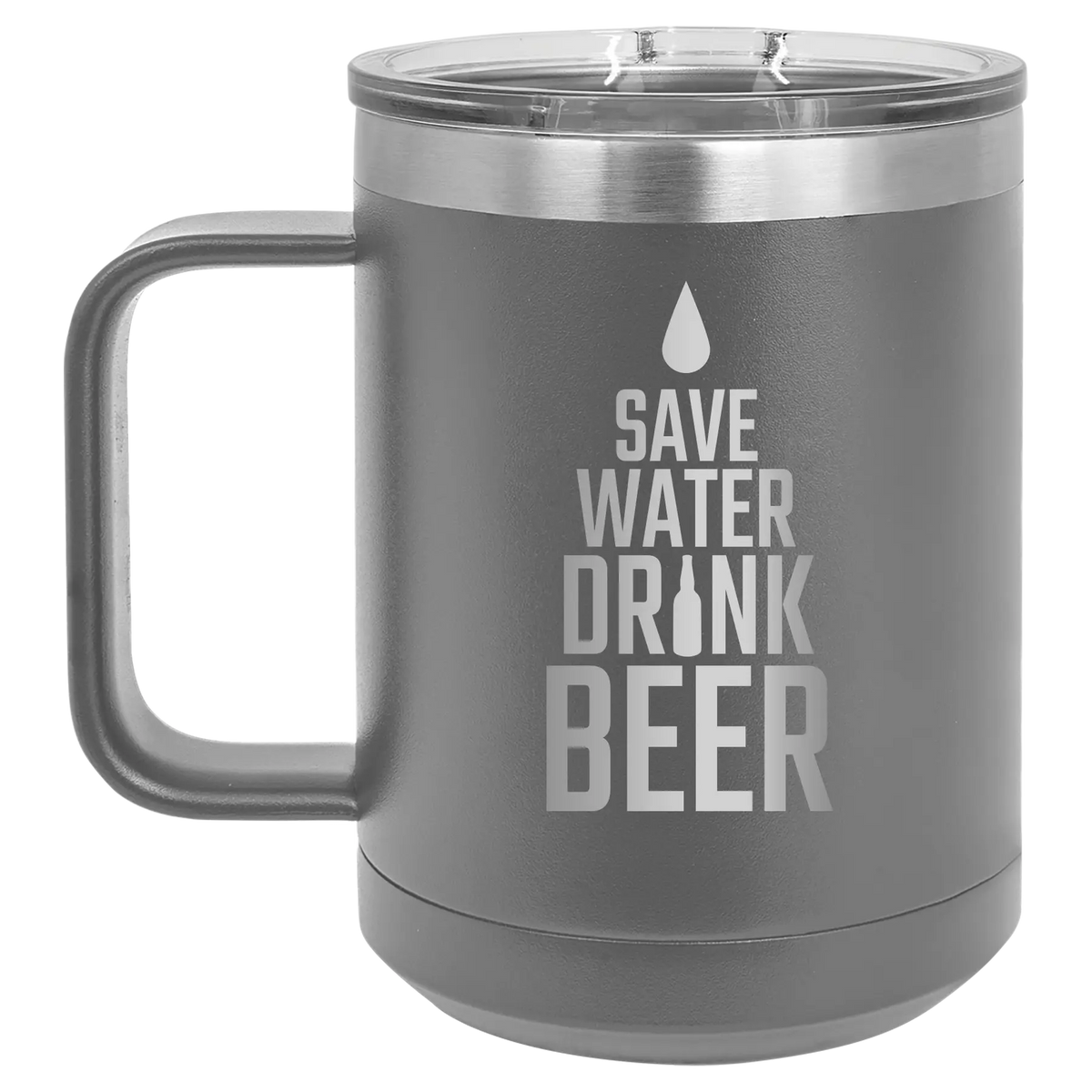 Save Water Drink Beer 15 oz Mug | Dark Gray