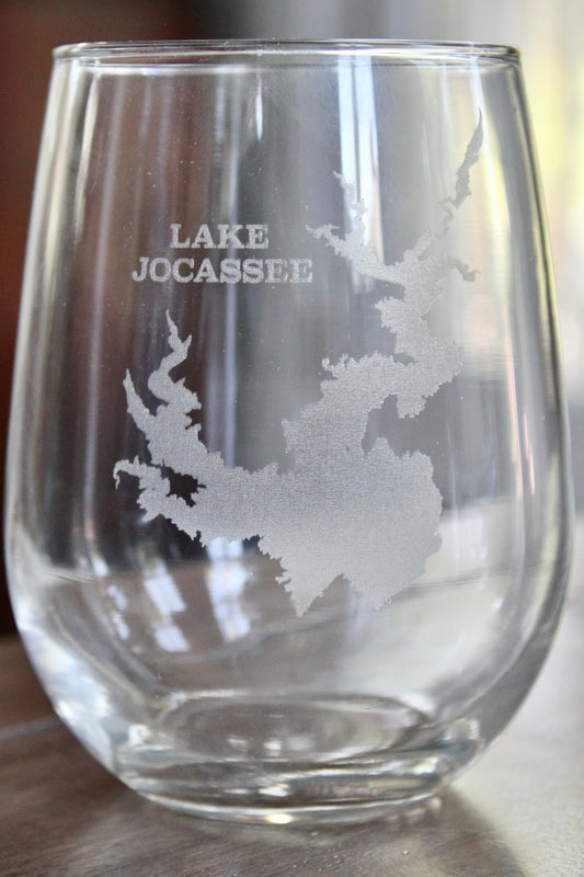 Lake Jocassee Map - South Carolina - Laser Engraved Glasses