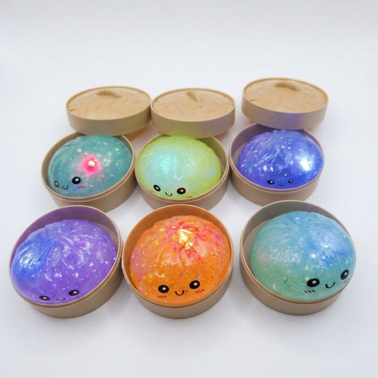 Light-Up Glitter Dumpling Squishy Fidget Toy
