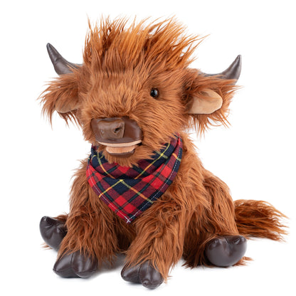 17.7 Inches Highland Cow Plush Handmade Collectable– Weighted Toy for Kids & Adults