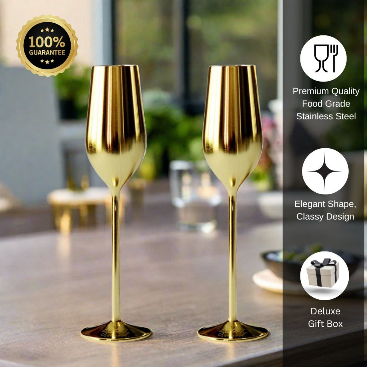 Unbreakable Champagne Flutes (Gold)
