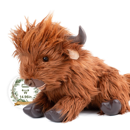 17.7 Inches Highland Cow Plush Handmade Collectable– Weighted Toy for Kids & Adults