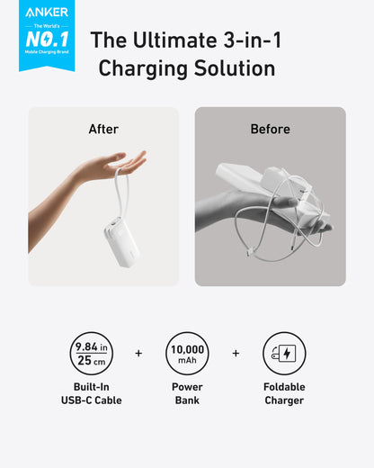 Power Bank (10K, Fusion, Built-In Cable)