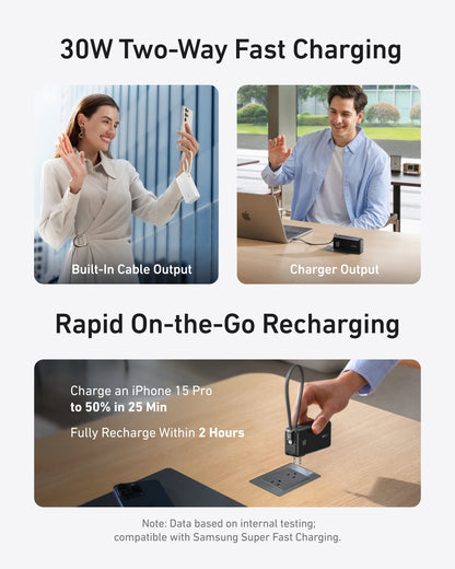 Power Bank (10K, Fusion, Built-In Cable)