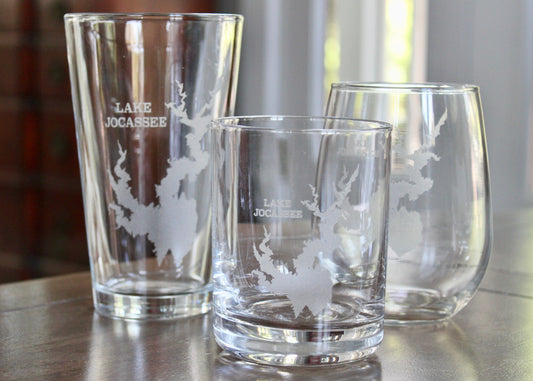 Lake Jocassee Map - South Carolina - Laser Engraved Glasses