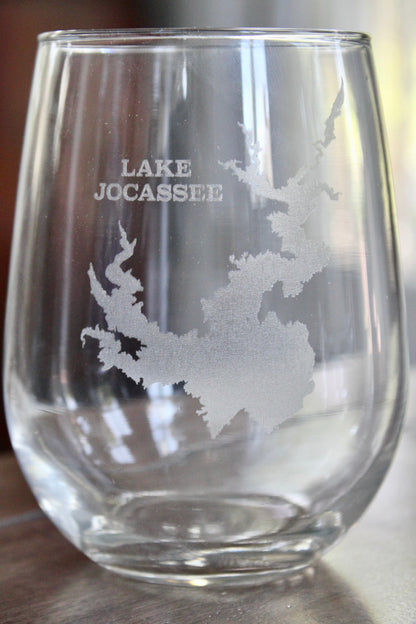 Lake Jocassee Map - South Carolina - Laser Engraved Glasses