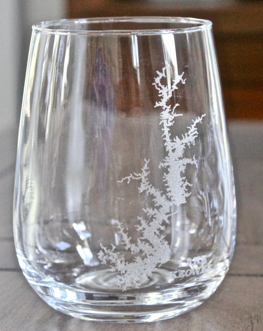 Lake Keowee Map - South Carolina - Laser Engraved Glasses