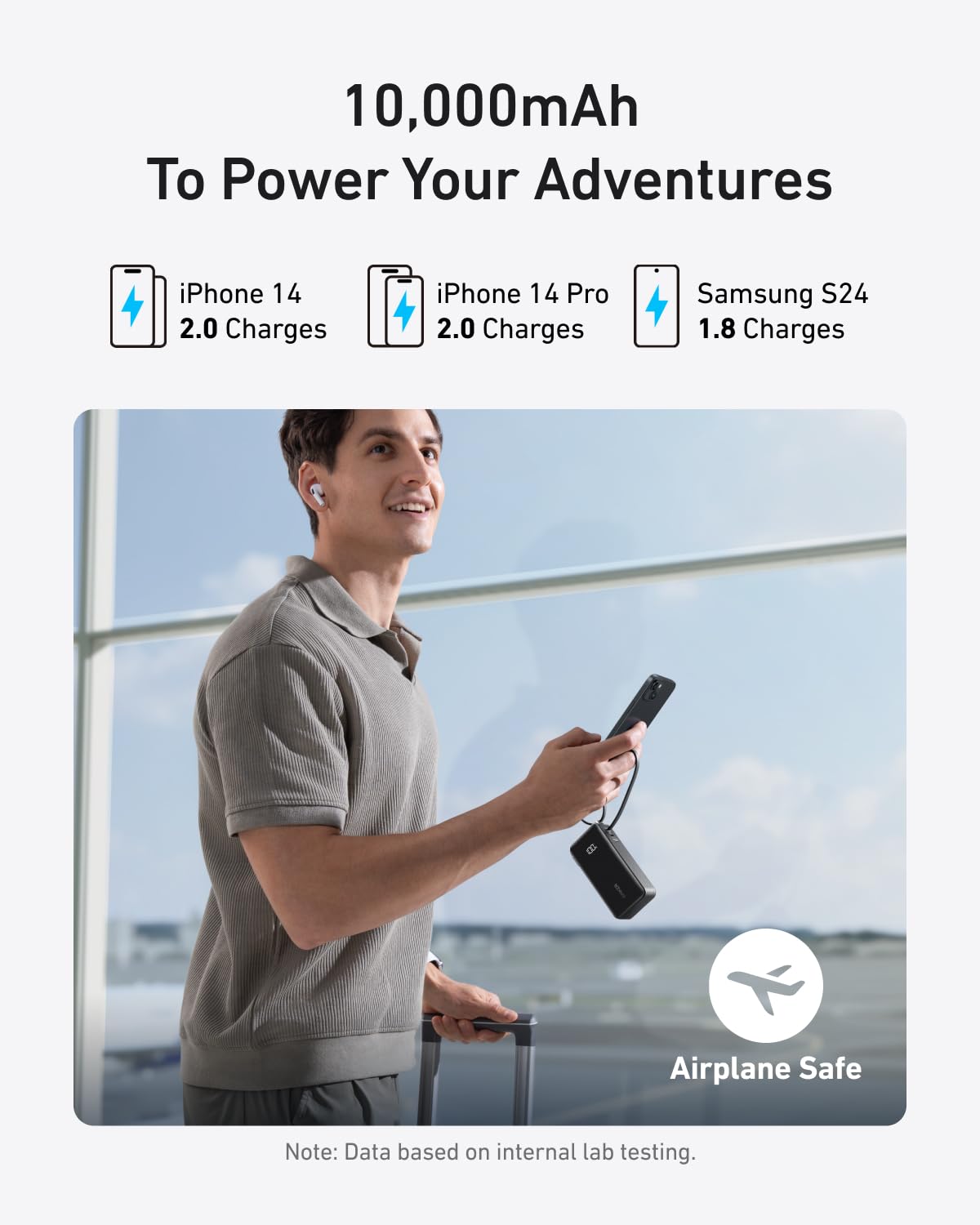 Power Bank (10K, Fusion, Built-In Cable)