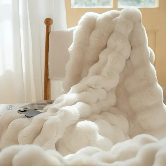 Cozy Soft Faux Rabbit Fleece Throw Blanket