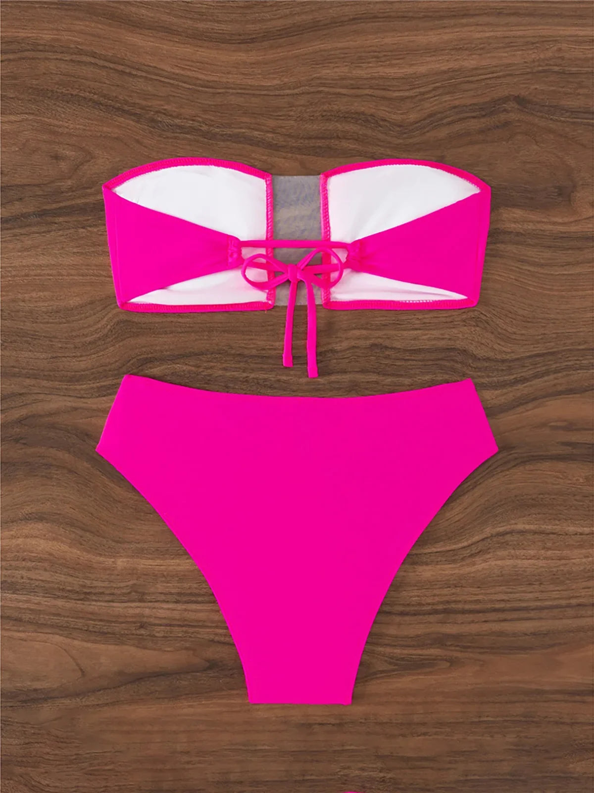 Bandeau Sheer Swimsuit High Waist Bikini