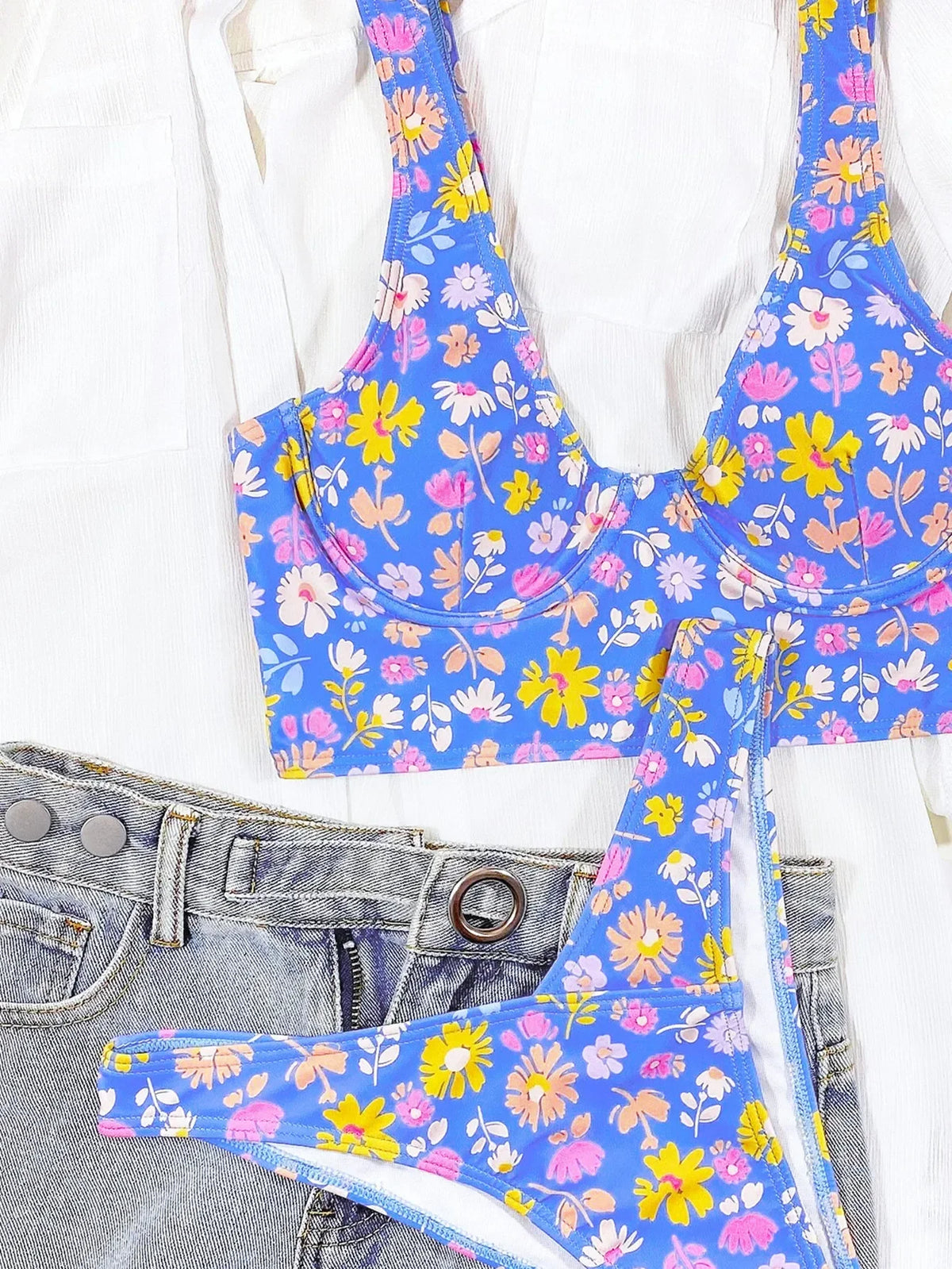 Bikini Swimsuit Floral Blue