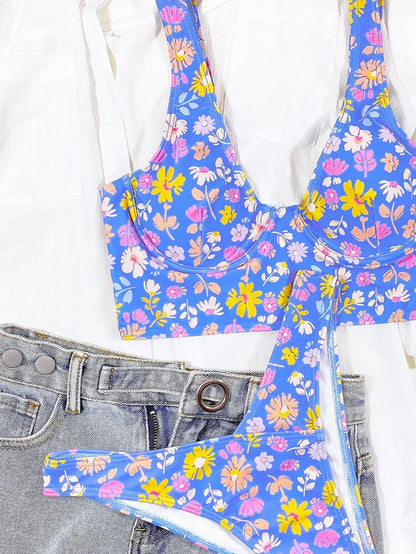 Bikini Swimsuit Floral Blue