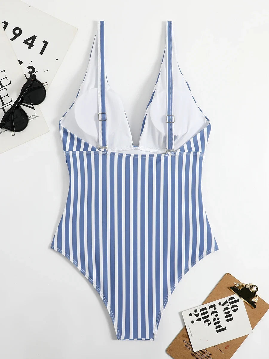 Striped One Piece Swimsuit