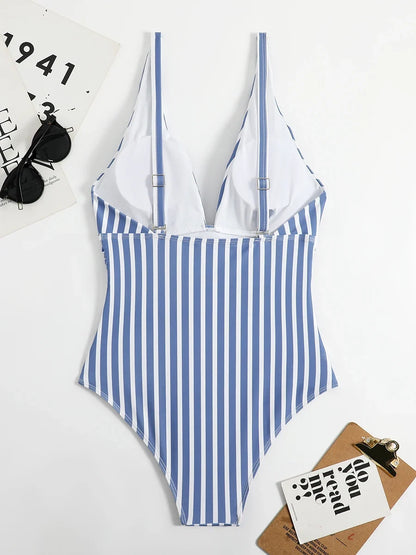 Striped One Piece Swimsuit