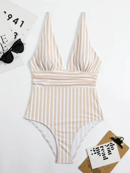 Striped One Piece Swimsuit