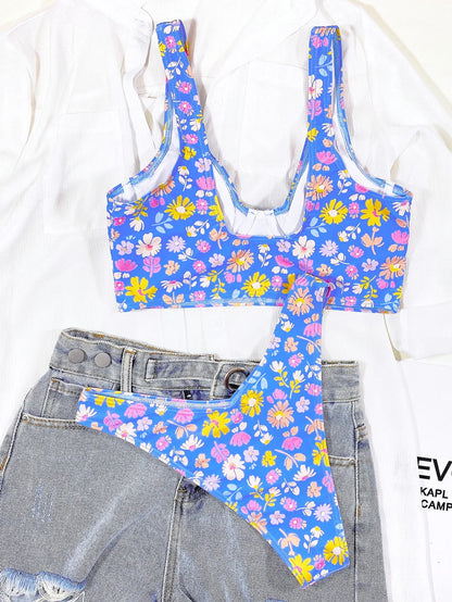 Bikini Swimsuit Floral Blue