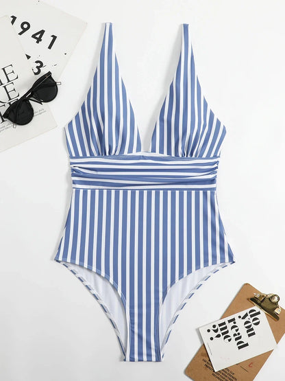 Striped One Piece Swimsuit