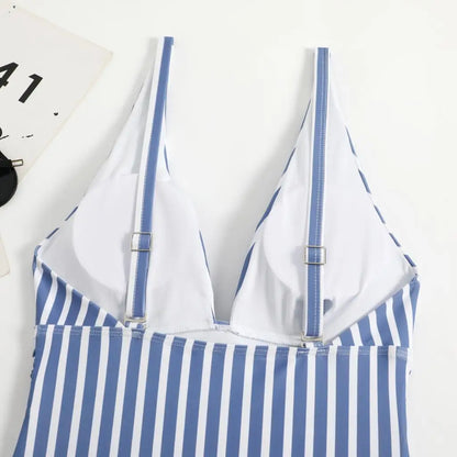 Striped One Piece Swimsuit