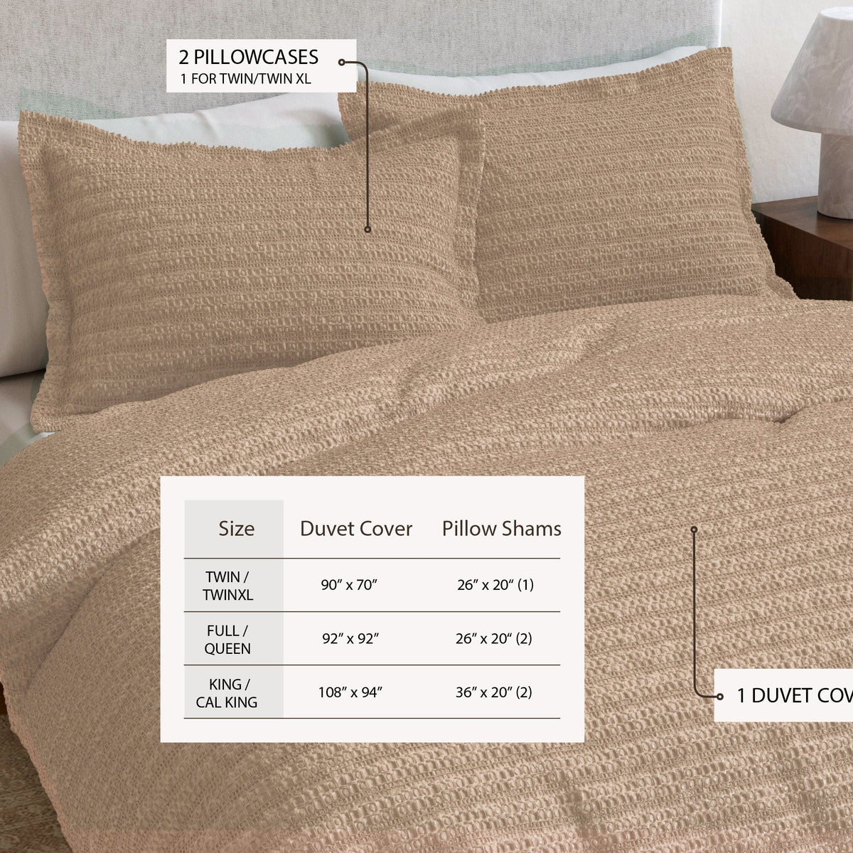 100% Cotton Honeycomb Waffle Duvet Set - Mattea Collection