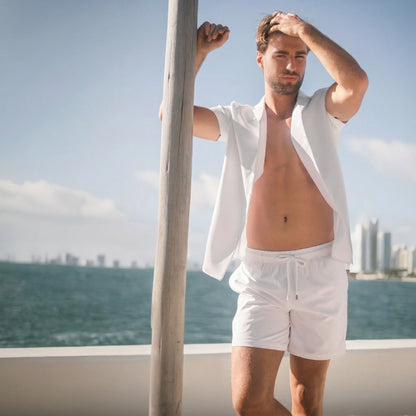 Arctic White Hybrid Short, Compression Lined Swim and Resort Trunk
