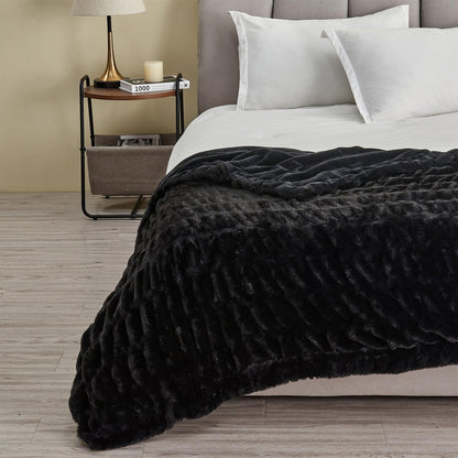 Ruched Faux Fur Throw Blanket - Alondra Collection