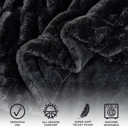 Ruched Faux Fur Throw Blanket - Alondra Collection
