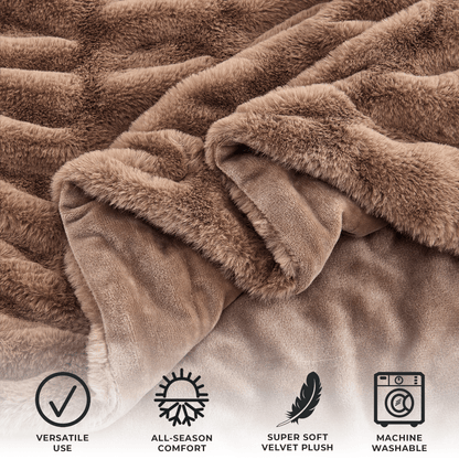 Ruched Faux Fur Throw Blanket - Alondra Collection