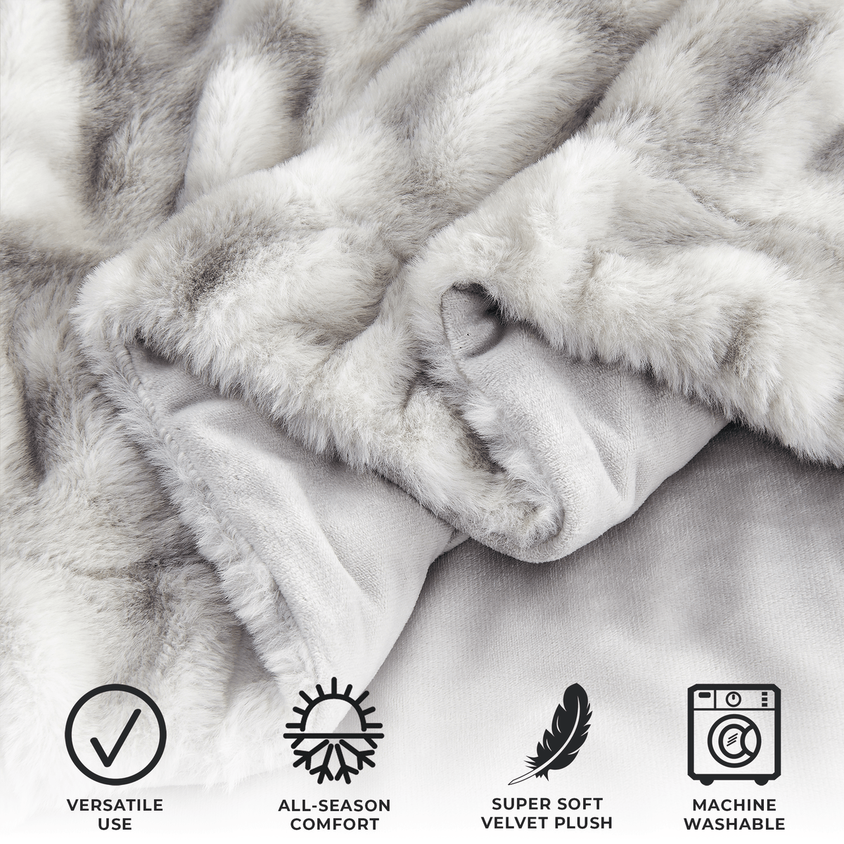 Ruched Faux Fur Throw Blanket - Alondra Collection