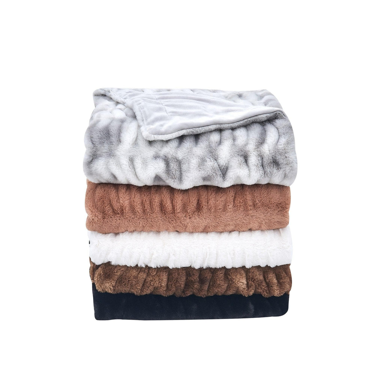 Ruched Faux Fur Throw Blanket - Alondra Collection