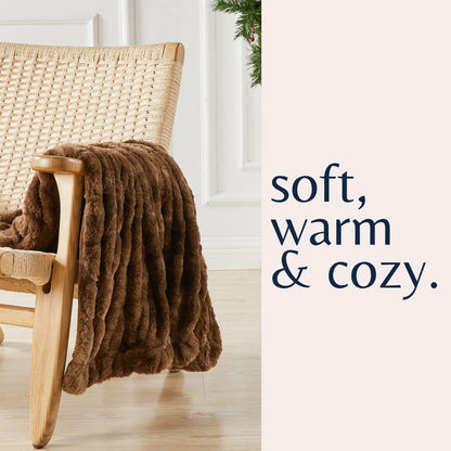Ruched Faux Fur Throw Blanket - Alondra Collection