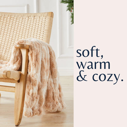 Ruched Faux Fur Throw Blanket - Alondra Collection