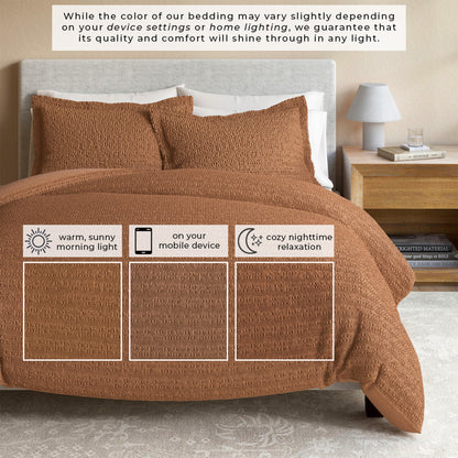 100% Cotton Honeycomb Waffle Duvet Set - Mattea Collection