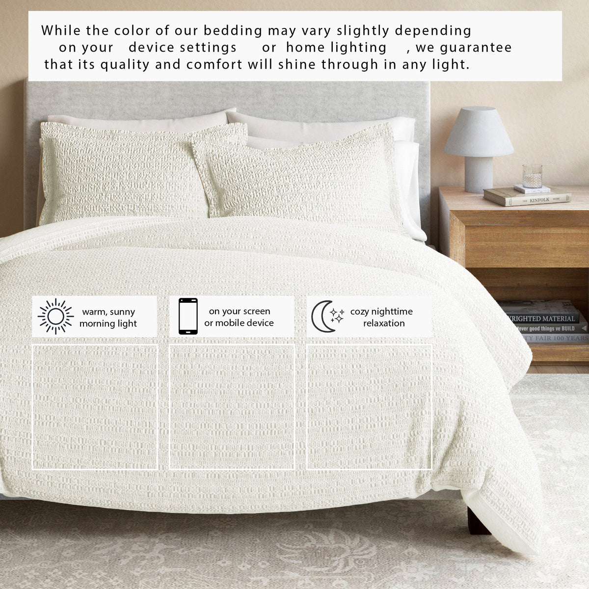 100% Cotton Honeycomb Waffle Duvet Set - Mattea Collection