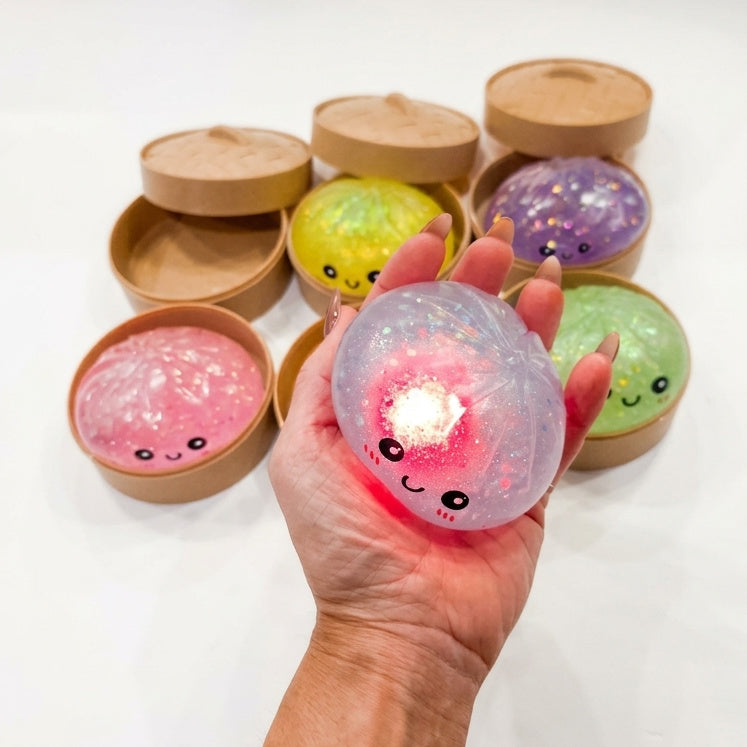 Light-Up Glitter Dumpling Squishy Fidget Toy